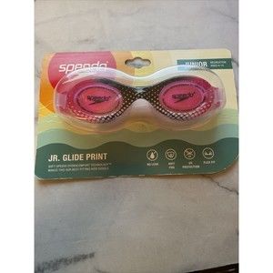 speedo jr. glide print goggles junior recreation ages 6-14. Pink and Grey